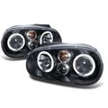 Overtime Halo LED Projector Headlights for 99 to 05 Volkswagen Golf, Black - 10 x 19 x 22 in. OV1646343